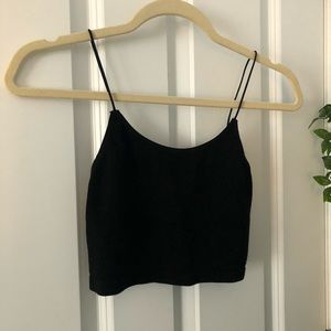 Basic Black Ribbed Cropped Tank